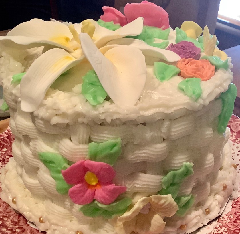 Custom Cake Local Delivery Floral Basket Weave Cake